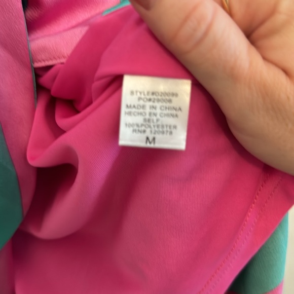 Entro Pink and Green Striped Dress Sz M - Picture 3 of 3